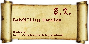 Bakálity Kandida névjegykártya
